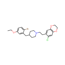 CCOc1ccc(Br)c(CC2CCN(CCc3cc4c(cc3Cl)OCCO4)CC2)c1 ZINC000145080772