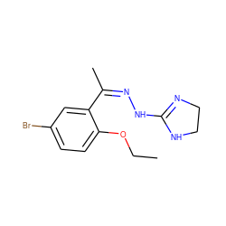 CCOc1ccc(Br)cc1/C(C)=N\NC1=NCCN1 ZINC000013110967