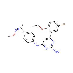 CCOc1ccc(Br)cc1-c1cc(Nc2ccc(/C(C)=N\OC)cc2)nc(N)n1 ZINC000036159052