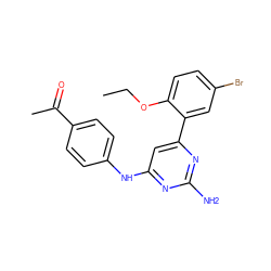 CCOc1ccc(Br)cc1-c1cc(Nc2ccc(C(C)=O)cc2)nc(N)n1 ZINC000026380814