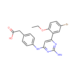 CCOc1ccc(Br)cc1-c1cc(Nc2ccc(CC(=O)O)cc2)nc(N)n1 ZINC000026384736