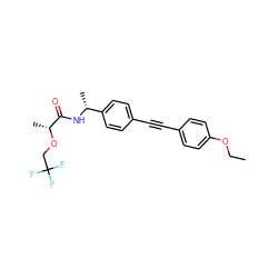 CCOc1ccc(C#Cc2ccc([C@@H](C)NC(=O)[C@@H](C)OCC(F)(F)F)cc2)cc1 ZINC000113413700