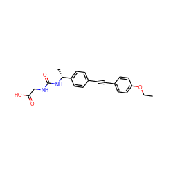 CCOc1ccc(C#Cc2ccc([C@@H](C)NC(=O)NCC(=O)O)cc2)cc1 ZINC000113413906