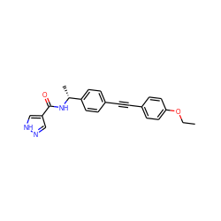 CCOc1ccc(C#Cc2ccc([C@@H](C)NC(=O)c3cn[nH]c3)cc2)cc1 ZINC000219234473