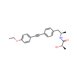 CCOc1ccc(C#Cc2ccc(C[C@@H](C)NC(=O)[C@@H](C)O)cc2)cc1 ZINC000142349012