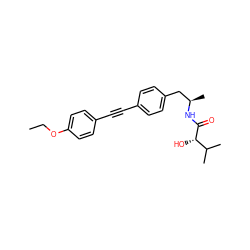 CCOc1ccc(C#Cc2ccc(C[C@@H](C)NC(=O)[C@@H](O)C(C)C)cc2)cc1 ZINC000113411063