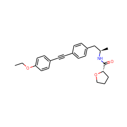 CCOc1ccc(C#Cc2ccc(C[C@@H](C)NC(=O)[C@@H]3CCCO3)cc2)cc1 ZINC000169706256