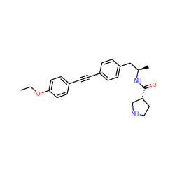 CCOc1ccc(C#Cc2ccc(C[C@@H](C)NC(=O)[C@@H]3CCNC3)cc2)cc1 ZINC000113411618