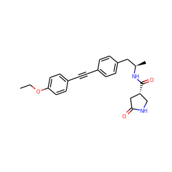 CCOc1ccc(C#Cc2ccc(C[C@@H](C)NC(=O)[C@@H]3CNC(=O)C3)cc2)cc1 ZINC000143020106