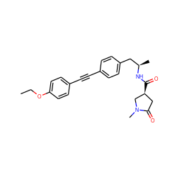 CCOc1ccc(C#Cc2ccc(C[C@@H](C)NC(=O)[C@H]3CC(=O)N(C)C3)cc2)cc1 ZINC000113410894