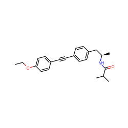 CCOc1ccc(C#Cc2ccc(C[C@@H](C)NC(=O)C(C)C)cc2)cc1 ZINC000142347770