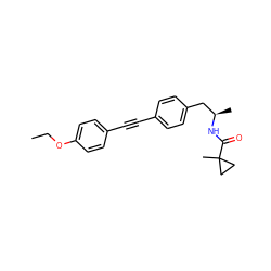 CCOc1ccc(C#Cc2ccc(C[C@@H](C)NC(=O)C3(C)CC3)cc2)cc1 ZINC000113411026