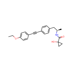 CCOc1ccc(C#Cc2ccc(C[C@@H](C)NC(=O)C3(O)CC3)cc2)cc1 ZINC000113410830