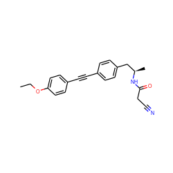 CCOc1ccc(C#Cc2ccc(C[C@@H](C)NC(=O)CC#N)cc2)cc1 ZINC000169706238