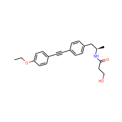 CCOc1ccc(C#Cc2ccc(C[C@@H](C)NC(=O)CCO)cc2)cc1 ZINC000113410793