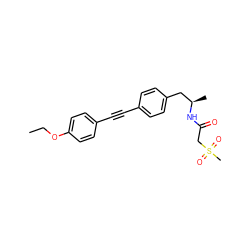 CCOc1ccc(C#Cc2ccc(C[C@@H](C)NC(=O)CS(C)(=O)=O)cc2)cc1 ZINC000113410783