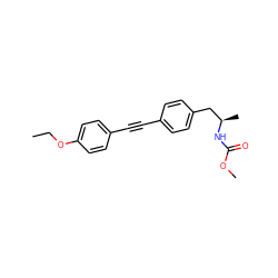 CCOc1ccc(C#Cc2ccc(C[C@@H](C)NC(=O)OC)cc2)cc1 ZINC000113409752