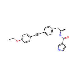 CCOc1ccc(C#Cc2ccc(C[C@@H](C)NC(=O)c3cc[nH]c3)cc2)cc1 ZINC000113411612