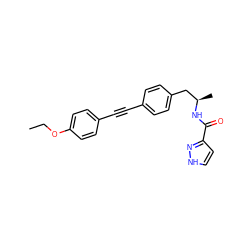 CCOc1ccc(C#Cc2ccc(C[C@@H](C)NC(=O)c3cc[nH]n3)cc2)cc1 ZINC000113410818