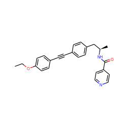 CCOc1ccc(C#Cc2ccc(C[C@@H](C)NC(=O)c3ccncc3)cc2)cc1 ZINC000113411015