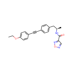 CCOc1ccc(C#Cc2ccc(C[C@@H](C)NC(=O)c3cnon3)cc2)cc1 ZINC000113411431