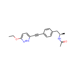 CCOc1ccc(C#Cc2ccc(C[C@@H](C)NC(C)=O)cc2)nn1 ZINC000113412025