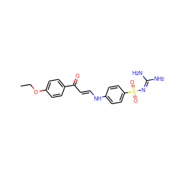 CCOc1ccc(C(=O)/C=C/Nc2ccc(S(=O)(=O)N=C(N)N)cc2)cc1 ZINC000008829032