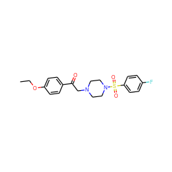 CCOc1ccc(C(=O)CN2CCN(S(=O)(=O)c3ccc(F)cc3)CC2)cc1 ZINC000036227530