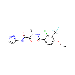 CCOc1ccc(C(=O)N[C@@H](C)C(=O)C(=O)Nc2cc[nH]n2)c(Cl)c1C(F)(F)F ZINC000064559776