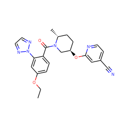 CCOc1ccc(C(=O)N2C[C@H](Oc3cc(C#N)ccn3)CC[C@H]2C)c(-n2nccn2)c1 ZINC000096167296