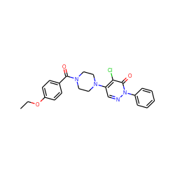 CCOc1ccc(C(=O)N2CCN(c3cnn(-c4ccccc4)c(=O)c3Cl)CC2)cc1 ZINC000009971942