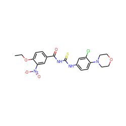 CCOc1ccc(C(=O)NC(=S)Nc2ccc(N3CCOCC3)c(Cl)c2)cc1[N+](=O)[O-] ZINC000001173092