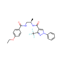 CCOc1ccc(C(=O)NC[C@@H](C)NC(=O)c2cn(-c3ccccc3)nc2C(F)(F)F)cc1 ZINC000049072023