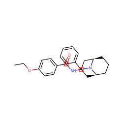 CCOc1ccc(C(=O)NC2C[C@@H]3CCC[C@H](C2)N3Cc2ccccc2)cc1 ZINC000004887930