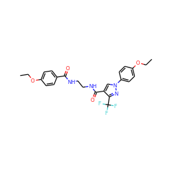 CCOc1ccc(C(=O)NCCNC(=O)c2cn(-c3ccc(OCC)cc3)nc2C(F)(F)F)cc1 ZINC000049072736