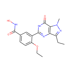 CCOc1ccc(C(=O)NO)cc1-c1nc2c(CC)nn(C)c2c(=O)[nH]1 ZINC001772603713