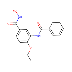 CCOc1ccc(C(=O)NO)cc1NC(=O)c1ccccc1 ZINC000653847623