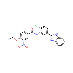 CCOc1ccc(C(=O)Nc2cc(-c3nc4ccccc4[nH]3)ccc2Cl)cc1[N+](=O)[O-] ZINC000001173069