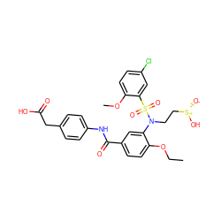 CCOc1ccc(C(=O)Nc2ccc(CC(=O)O)cc2)cc1N(CC[S@+]([O-])O)S(=O)(=O)c1cc(Cl)ccc1OC ZINC000299855477