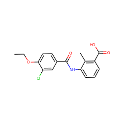 CCOc1ccc(C(=O)Nc2cccc(C(=O)O)c2C)cc1Cl ZINC000000367787