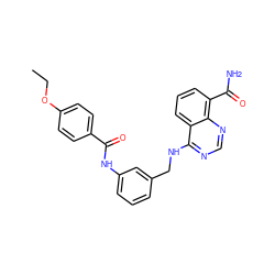 CCOc1ccc(C(=O)Nc2cccc(CNc3ncnc4c(C(N)=O)cccc34)c2)cc1 ZINC000114347892