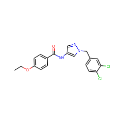 CCOc1ccc(C(=O)Nc2cnn(Cc3ccc(Cl)c(Cl)c3)c2)cc1 ZINC000001019116