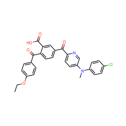 CCOc1ccc(C(=O)c2ccc(C(=O)c3ccc(N(C)c4ccc(Cl)cc4)cn3)cc2C(=O)O)cc1 ZINC000164820883