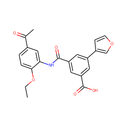 CCOc1ccc(C(C)=O)cc1NC(=O)c1cc(C(=O)O)cc(-c2ccoc2)c1 ZINC000211369747