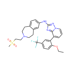 CCOc1ccc(C(F)(F)F)cc1-c1cccn2nc(Nc3ccc4c(c3)CCN(CCS(C)(=O)=O)CC4)nc12 ZINC000096169823