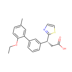 CCOc1ccc(C)cc1-c1cccc([C@@H](CC(=O)O)c2nccs2)c1 ZINC001772578795