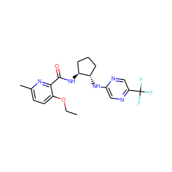 CCOc1ccc(C)nc1C(=O)N[C@H]1CCC[C@@H]1Nc1cnc(C(F)(F)F)cn1 ZINC001772579019