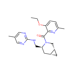 CCOc1ccc(C)nc1C(=O)N1C[C@@H]2C[C@@H]2C[C@H]1CNc1ncc(C)cn1 ZINC000096915517