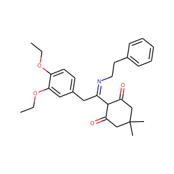 CCOc1ccc(C/C(=N/CCc2ccccc2)C2C(=O)CC(C)(C)CC2=O)cc1OCC ZINC000101536919