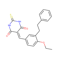 CCOc1ccc(C=C2C(=O)NC(=S)NC2=O)cc1CCc1ccccc1 ZINC000169330376